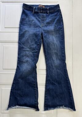 Judy Blue Womens Sz 7/28 Pull On Flare Jeans Denim Medium Wash Raw Hem